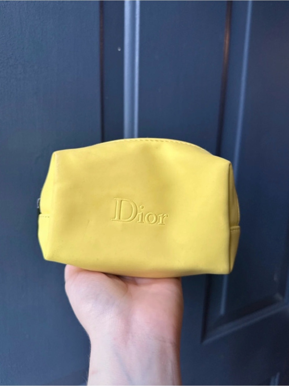 Dior Yellow Leather Zipper Pouch